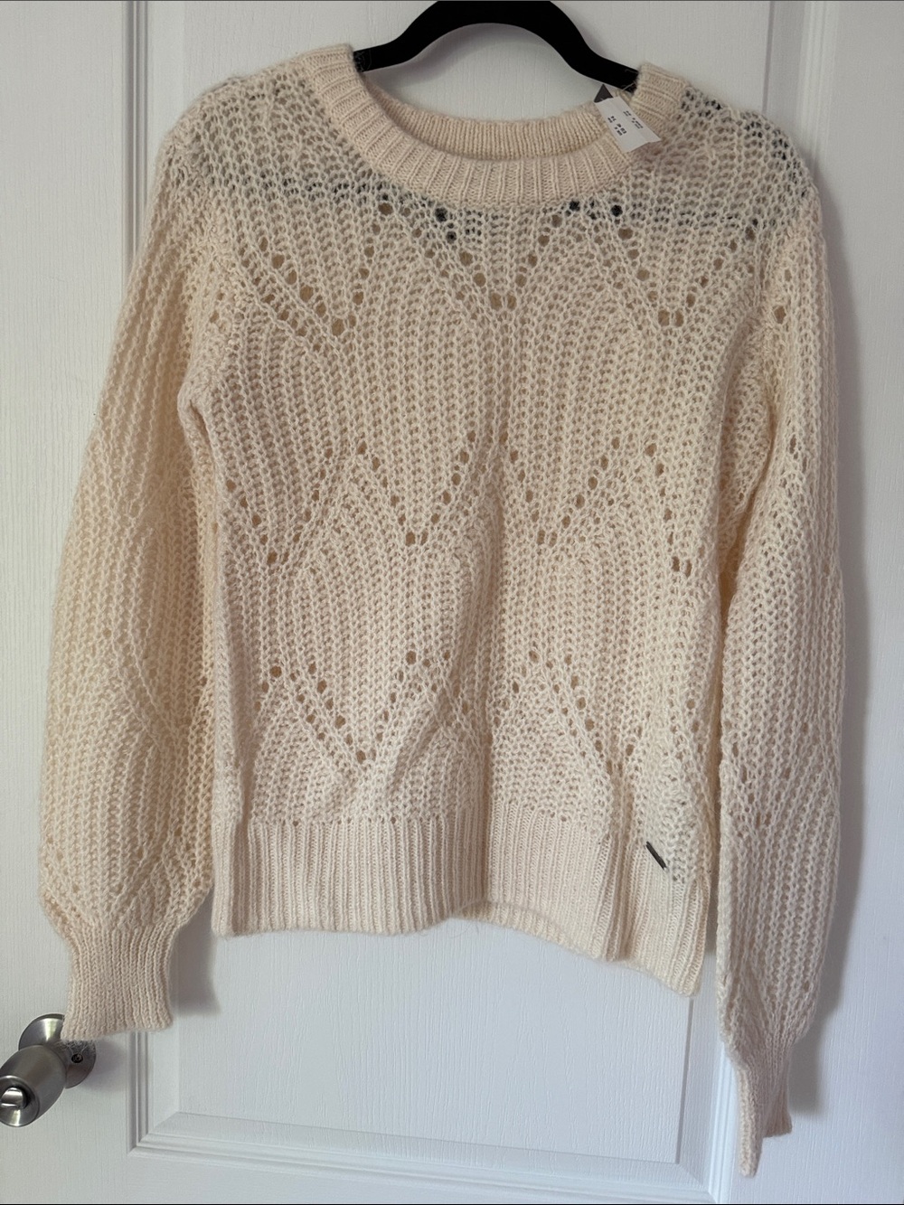 Abercrombie & Fitch Cream Open-Knit Crewneck Sweater